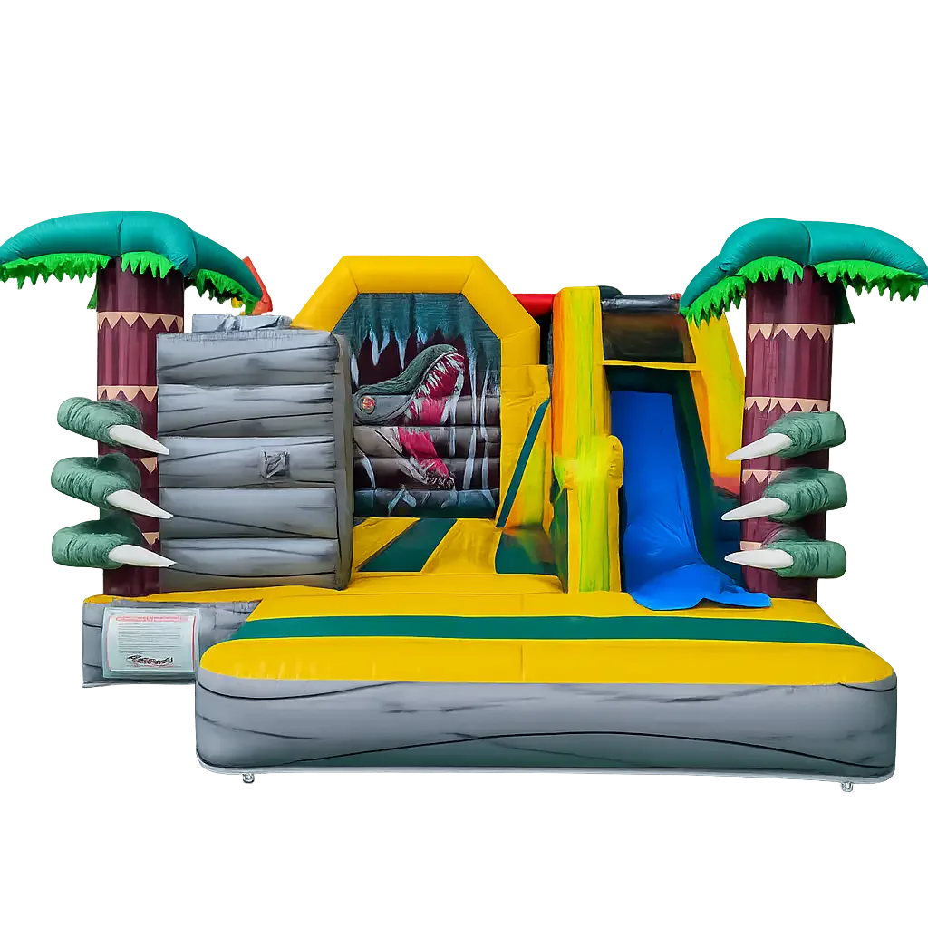 Hire the T-Rex dinosaur bouncy castle with slide