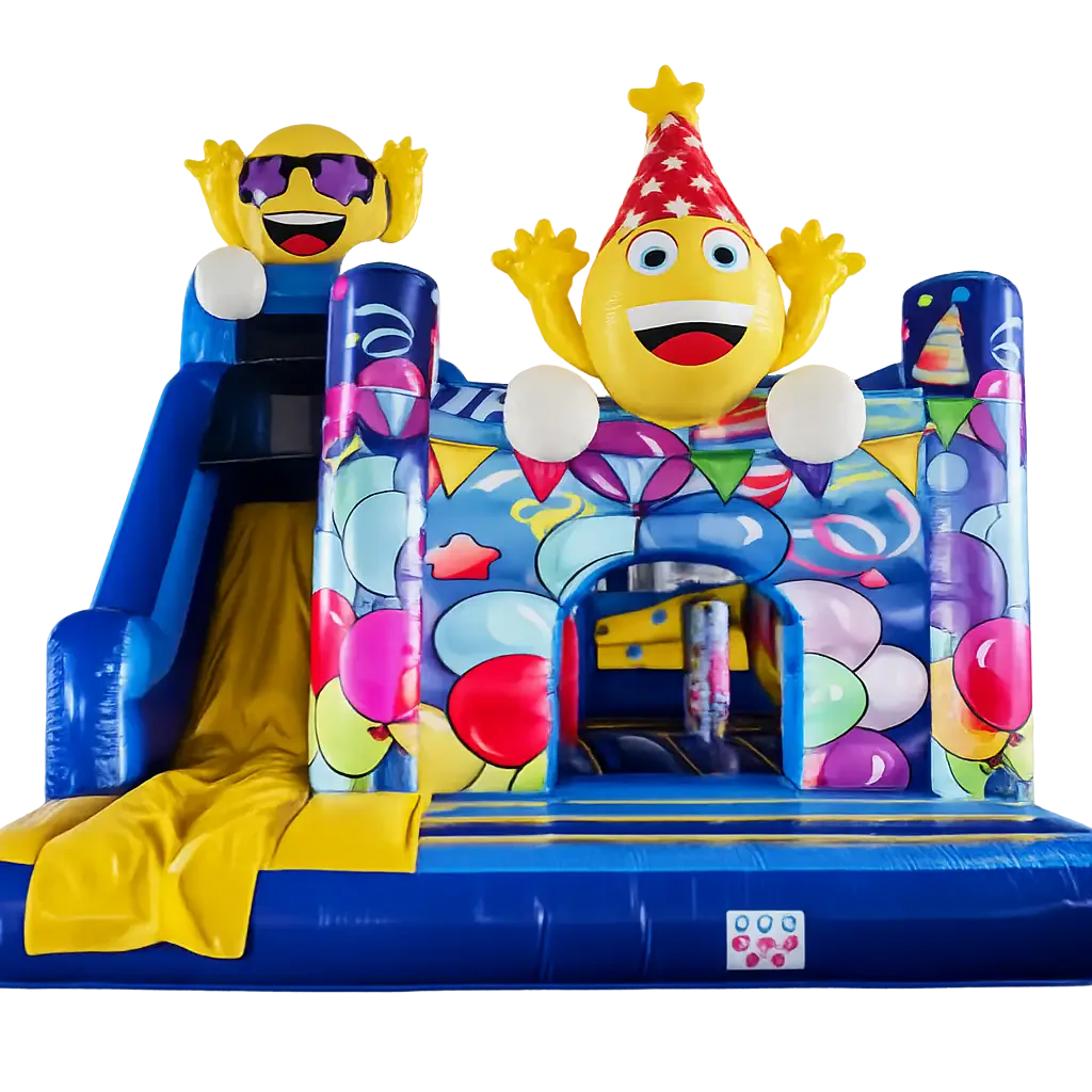 Hire the Smiley Party bouncy castle with slide