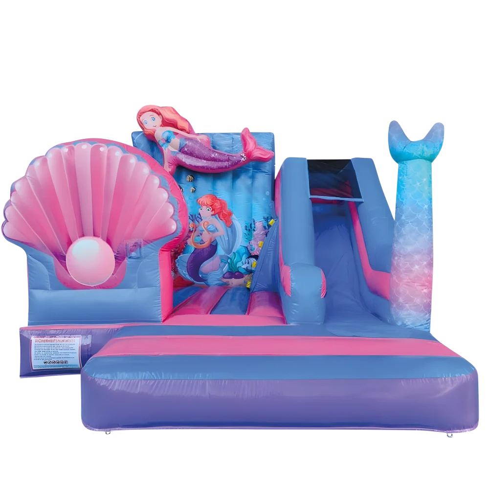 Hüpfburg mieten Braunschweig – Meerjungfrau Hüpfburg mit Rutsche rosa blau