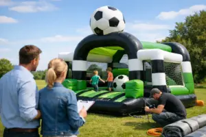 Fußball-Hüpfburg draußen richtig planen