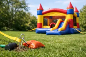 Hüpfburg sicher auf Rasen aufstellen