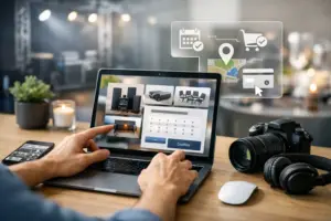 Digitaler Buchungsprozess bei Event-Miete