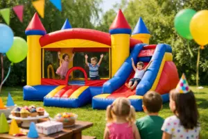 Hüpfburg mit Rutsche mieten zum Kindergeburtstag